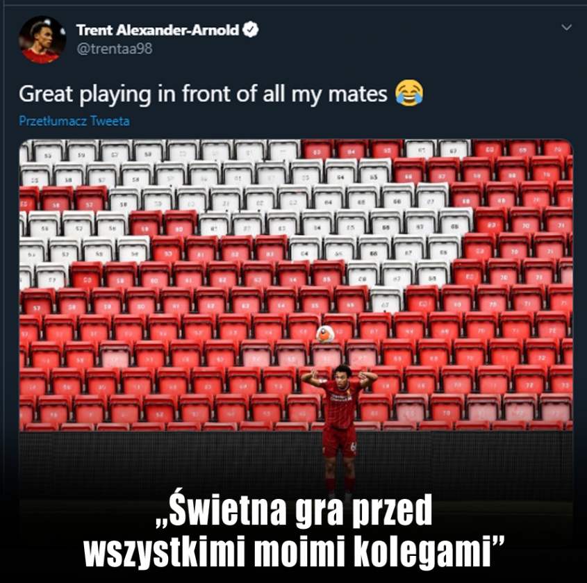 Trent Alexander-Arnold żartuje z pustych trybun :D